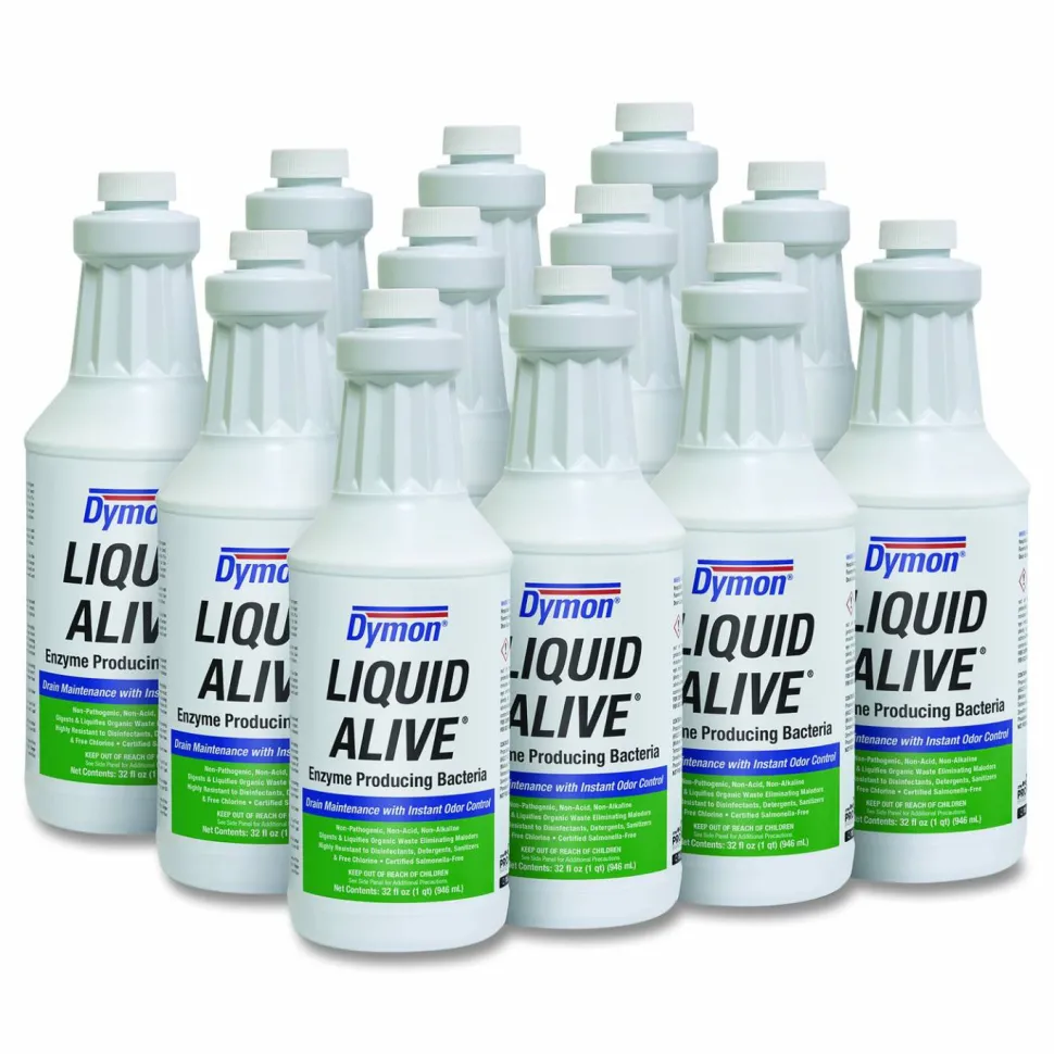 Dymon LIQUID ALIVE Enzyme Producing Bacteria, 32 oz Bottle, 12/Carton