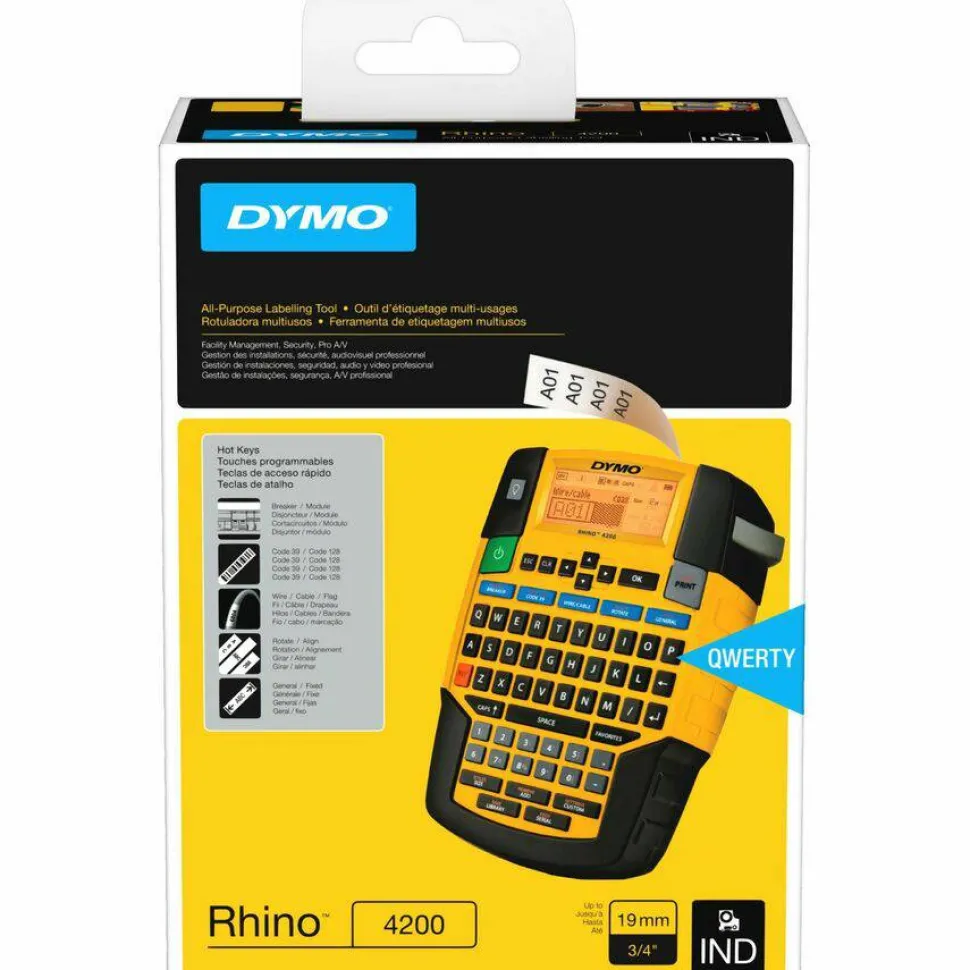 DYMO Rhino 4200 Basic Industrial Handheld Label Maker, 1 Line, 4.06 x 8.46 x 2.24