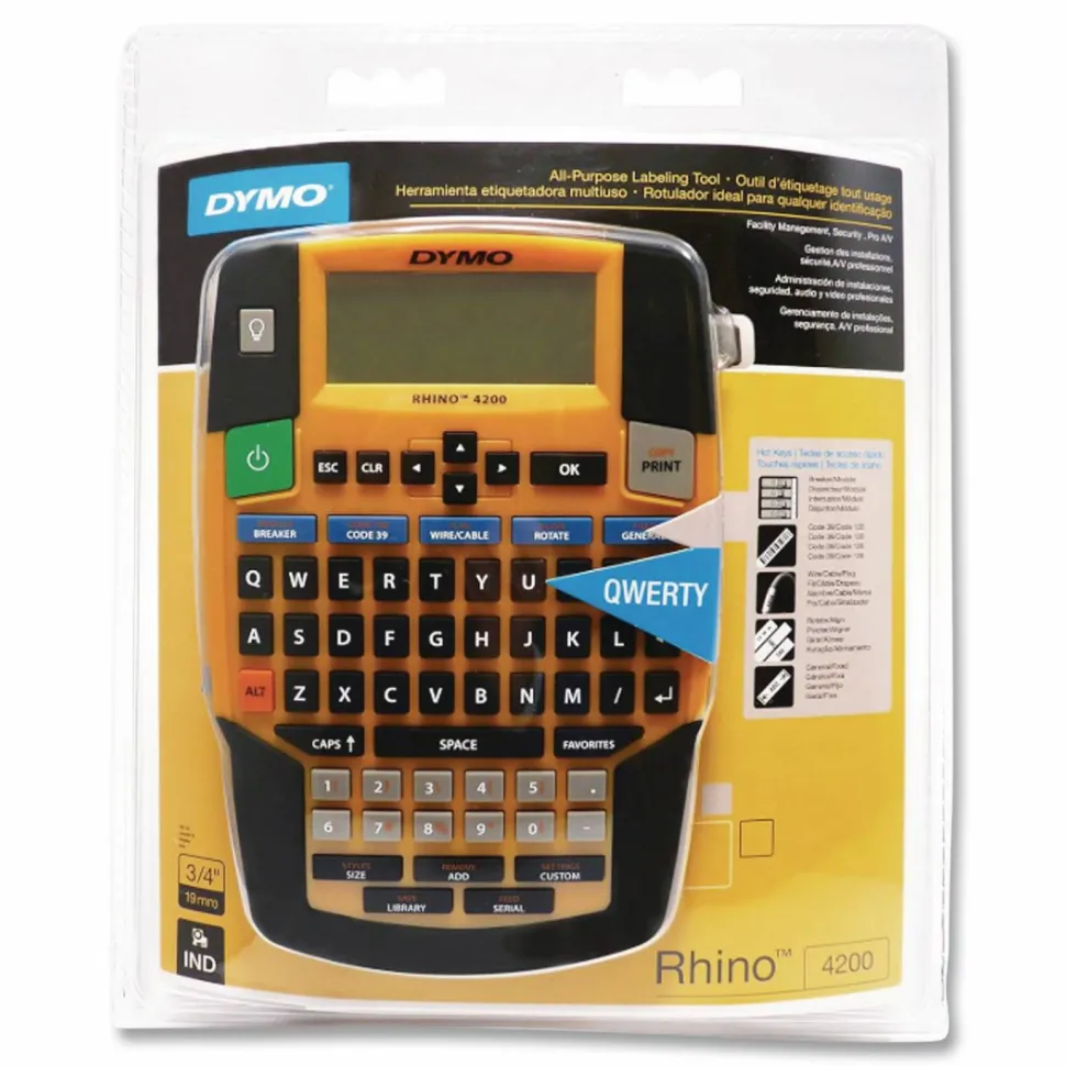 DYMO Rhino 4200 Basic Industrial Handheld Label Maker, 1 Line, 4.06 x 8.46 x 2.24