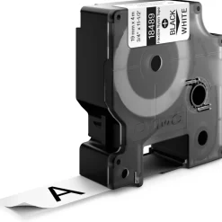 DYMO Rhino 18489 Black-On-White Tape, 0.75