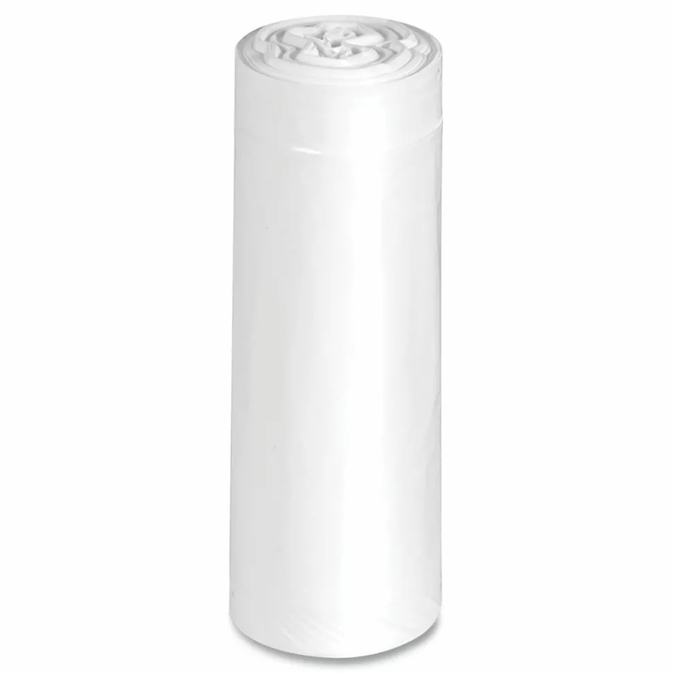 Earthsense Commercial Linear-Low-Density Recycled Tall Kitchen Bags, Open-Face, 13 gal, 24" x 33", White, 15 Bags/Roll, 10 Rolls/Box