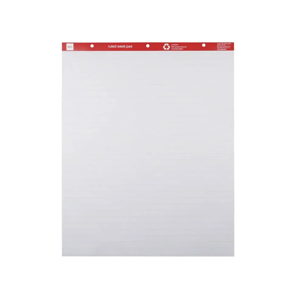 Easel Pads, 27" x 34", Ruled, 50 Sheets, 30% Recycled, White, Pack Of 2