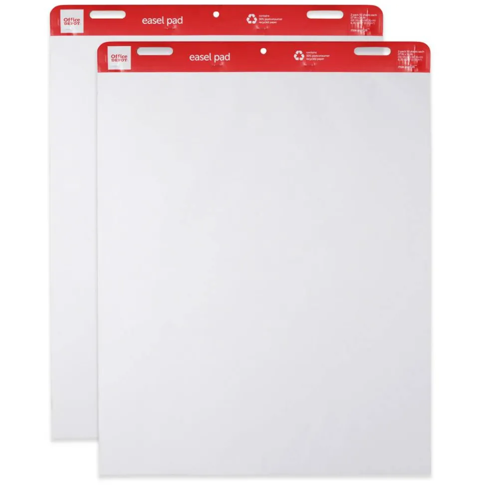 Easel Pads, 27" x 34", 50 Sheets, 30% Recycled, White, Pack Of 2