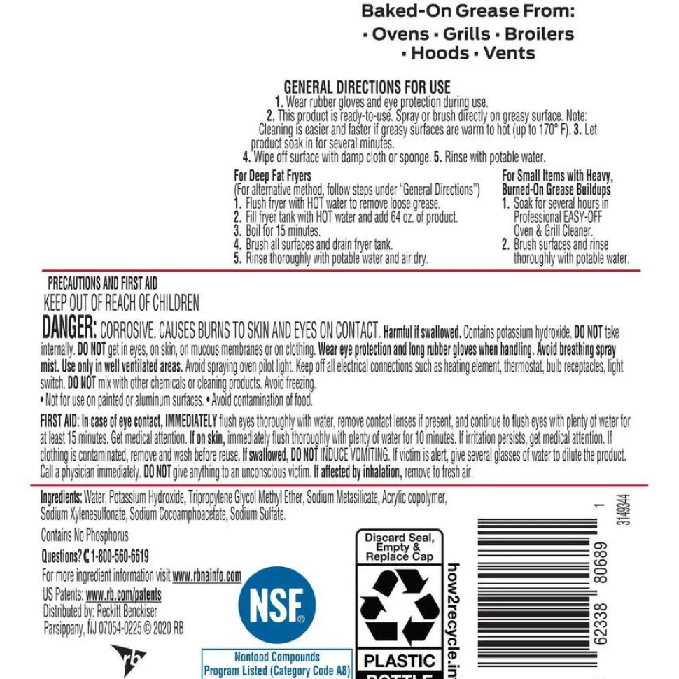 Easy-Off Oven/Grill Cleaner - 64 fl oz (2 quart) - Non-flammable - Clear Bottle - 1 Each