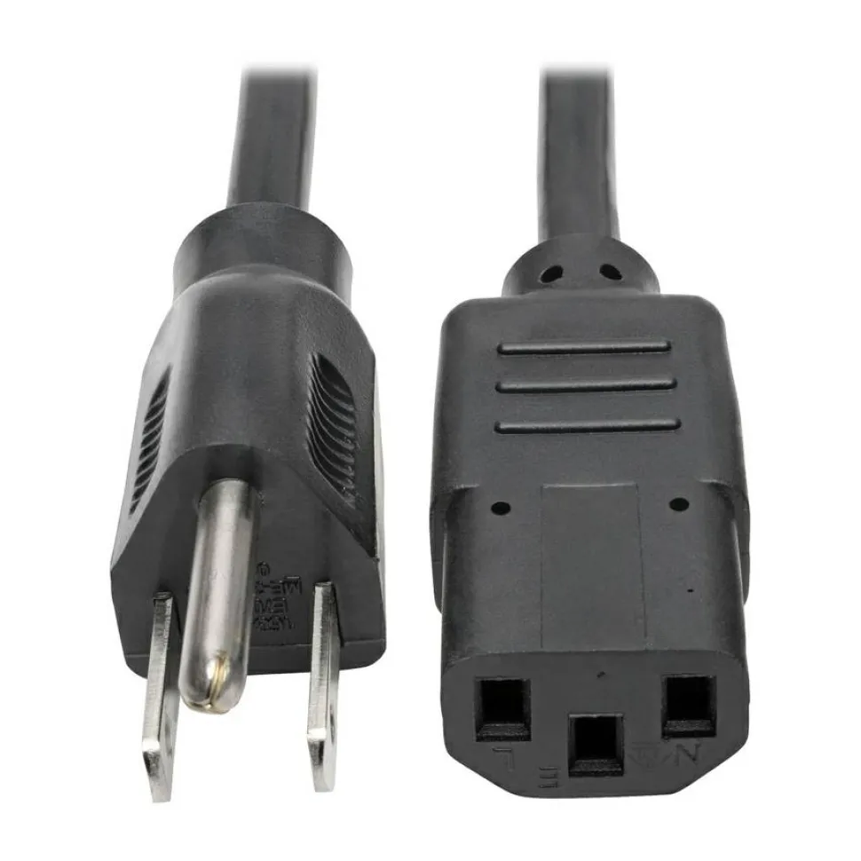 Eaton Tripp Lite Series Desktop Computer AC Power Cable, NEMA 5-15P to C13 - 10A, 125V, 18 AWG, 25 ft. (7.62 m), Black