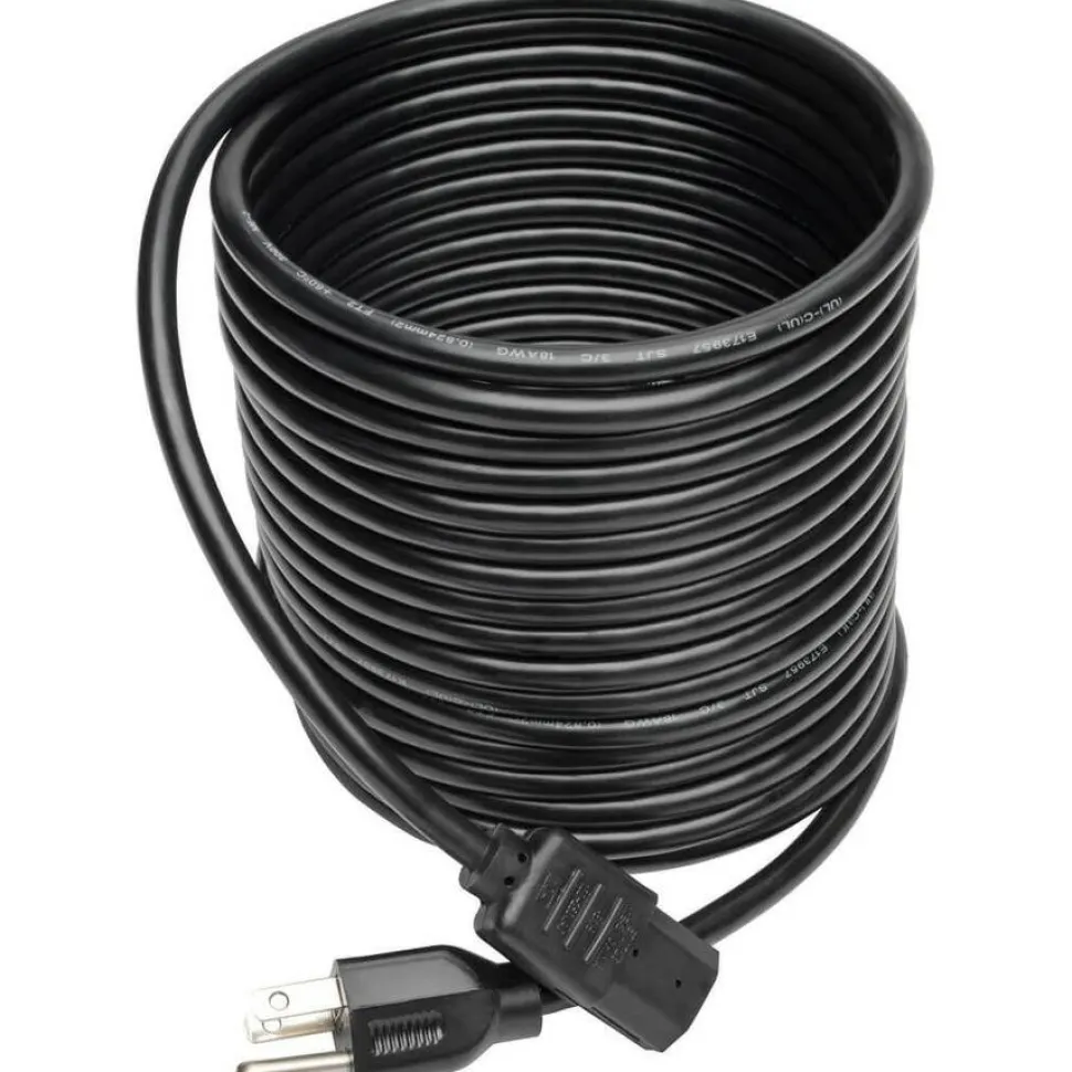 Eaton Tripp Lite Series Desktop Computer AC Power Cable, NEMA 5-15P to C13 - 10A, 125V, 18 AWG, 25 ft. (7.62 m), Black