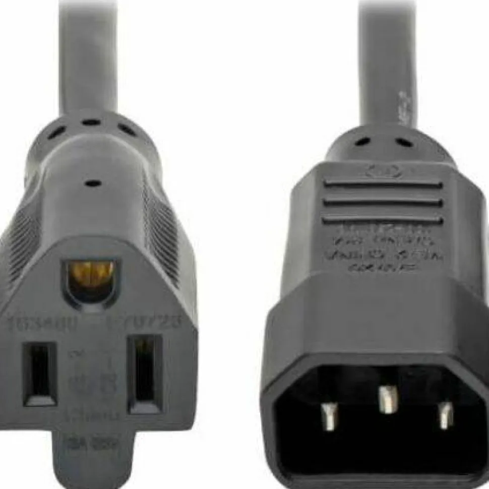 Eaton Tripp Lite Series NEMA 5-15R to C14 Computer AC Power Cable - 13A, 125V, 16 AWG, 1 ft. (0.31 m), Black