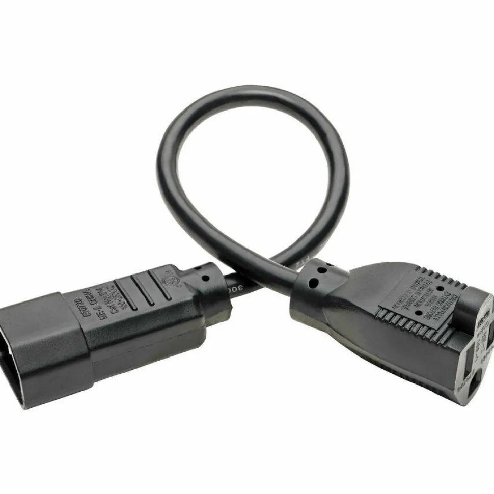 Eaton Tripp Lite Series NEMA 5-15R to C14 Computer AC Power Cable - 13A, 125V, 16 AWG, 1 ft. (0.31 m), Black