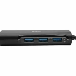 Eaton Tripp Lite Series 3-Port USB 3.x (5Gbps) Hub with LAN Port, USB-C to 3x USB-A Ports and Gigabit Ethernet, Black