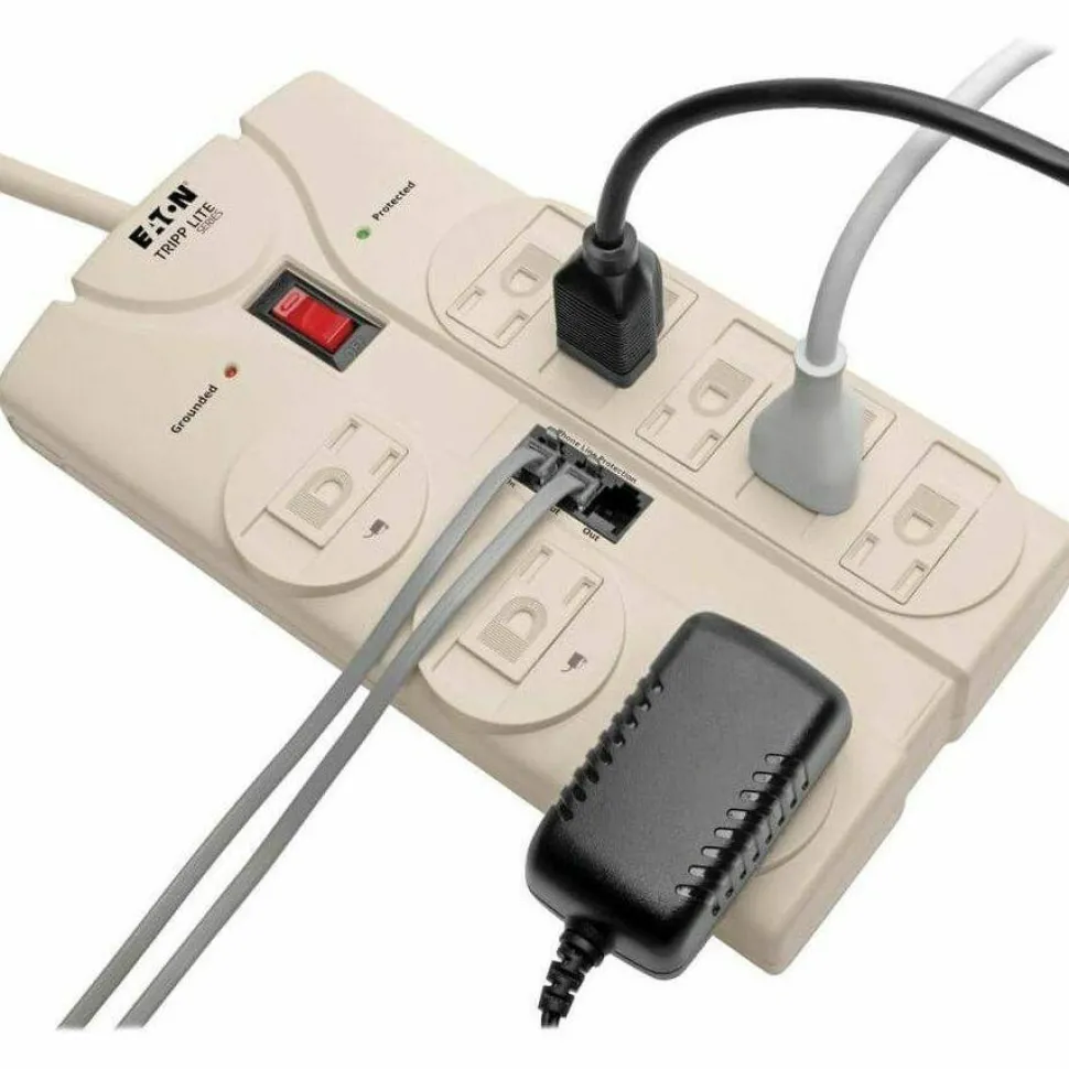 Eaton Tripp Lite Series Protect It! 8-Outlet Computer Surge Protector, 8 ft. (2.43 m) Cord, 2160 Joules, Tel/Modem/Fax Protection