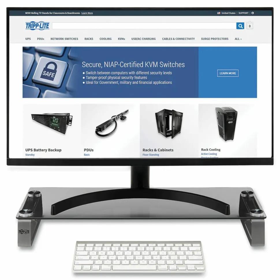 Eaton Tripp Lite Series Universal Monitor Riser Stand Glass Computer Laptop Printers 3" - Stand - - MR2208G