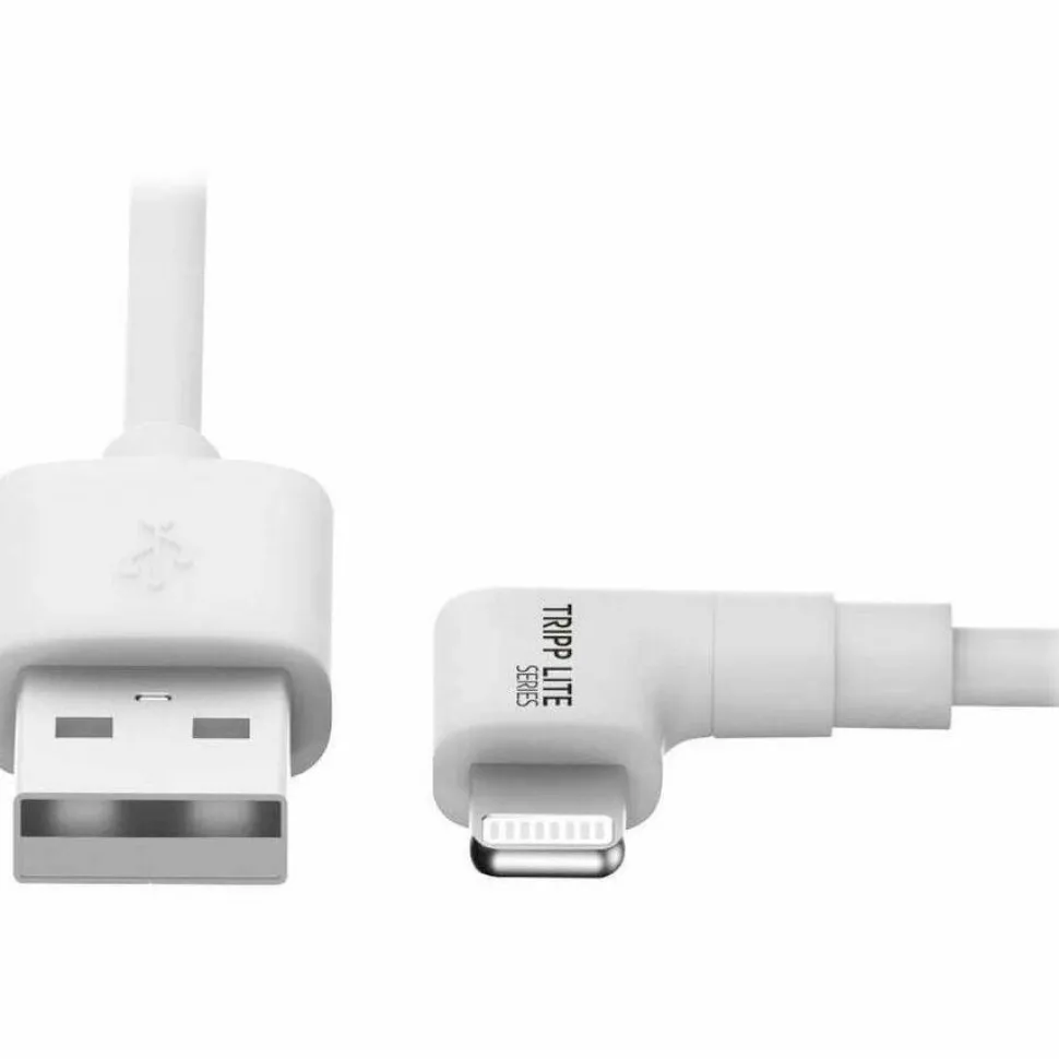 Eaton Tripp Lite Series USB-A to Right-Angle Lightning Sync/Charge Cable, MFi Certified - White, M/M, USB 2.0, 6 ft. (1.83 m)