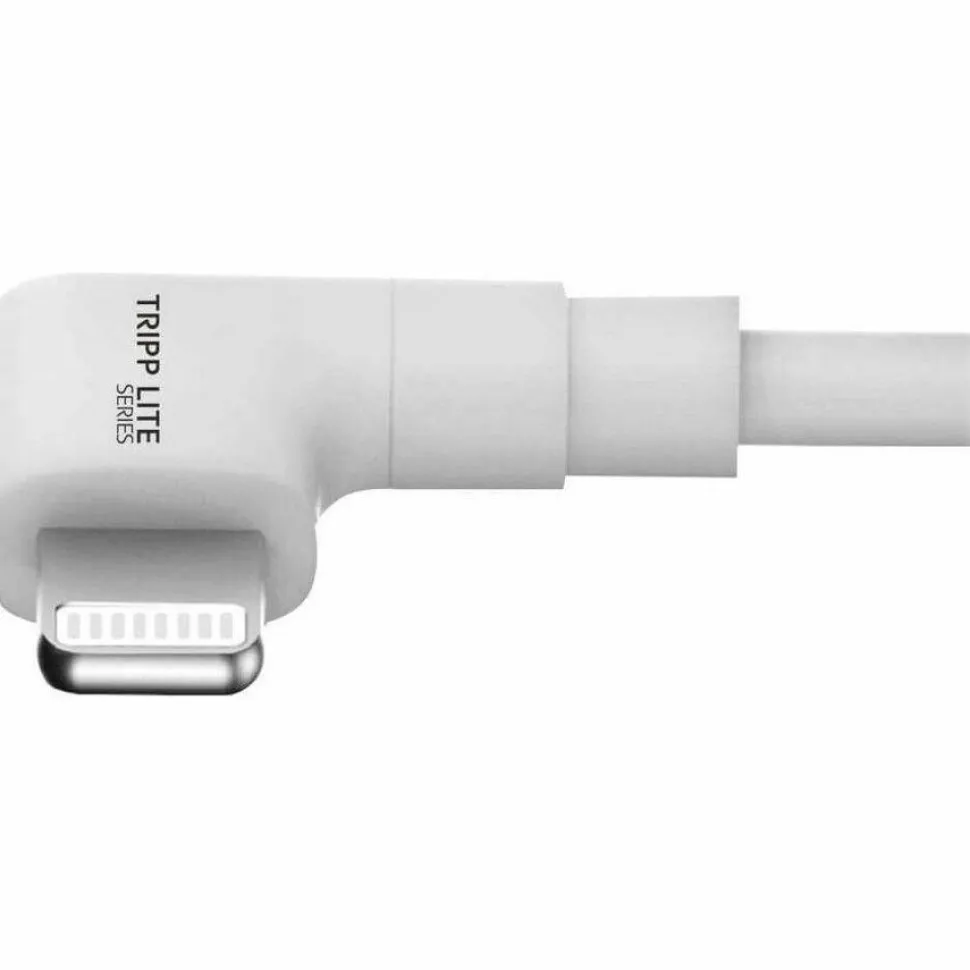 Eaton Tripp Lite Series USB-A to Right-Angle Lightning Sync/Charge Cable, MFi Certified - White, M/M, USB 2.0, 6 ft. (1.83 m)