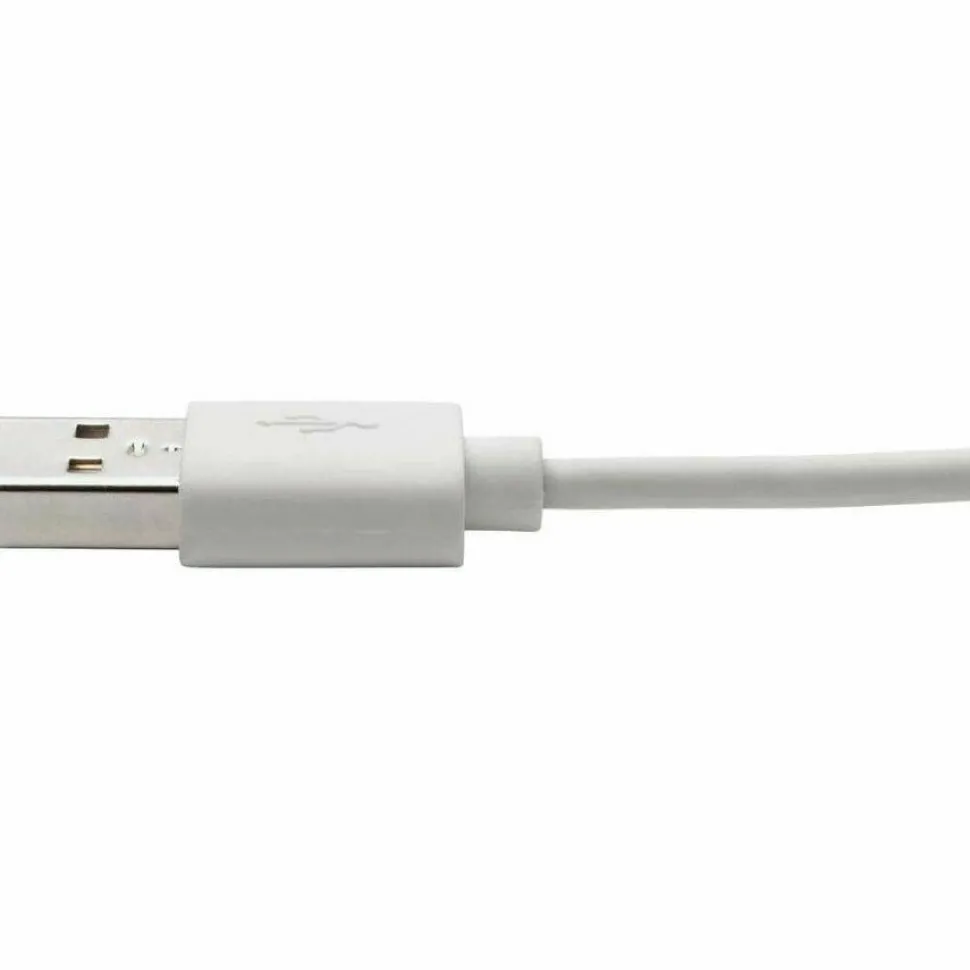 Eaton Tripp Lite Series USB-A to Right-Angle Lightning Sync/Charge Cable, MFi Certified - White, M/M, USB 2.0, 6 ft. (1.83 m)