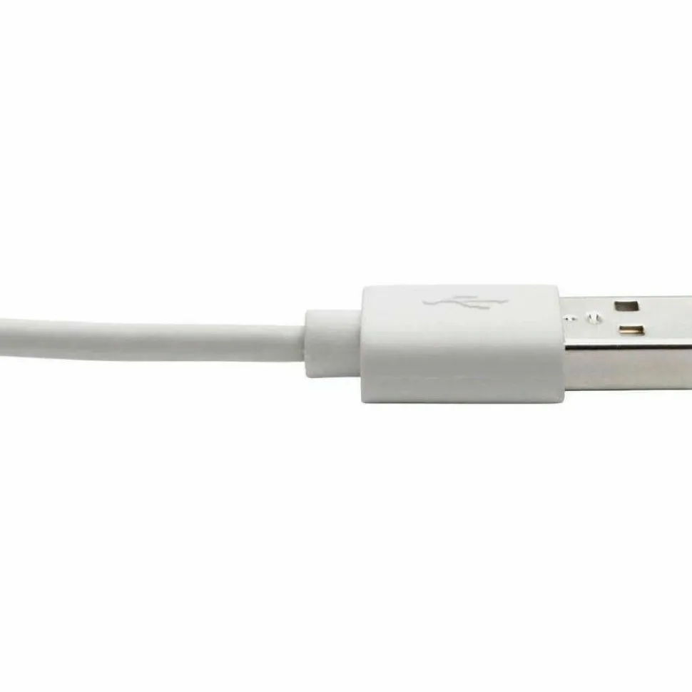 Eaton Tripp Lite Series USB-A to Right-Angle Lightning Sync/Charge Cable, MFi Certified - White, M/M, USB 2.0, 6 ft. (1.83 m)