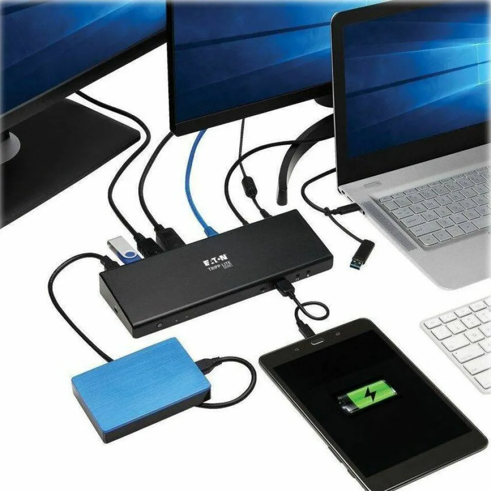 Eaton Tripp Lite Series USB-C Dock, Dual Display - 5K 60 Hz DP, 4K 60 Hz HDMI, USB 3.x (5Gbps), USB-A/C Hub, GbE, 85W PD Charging
