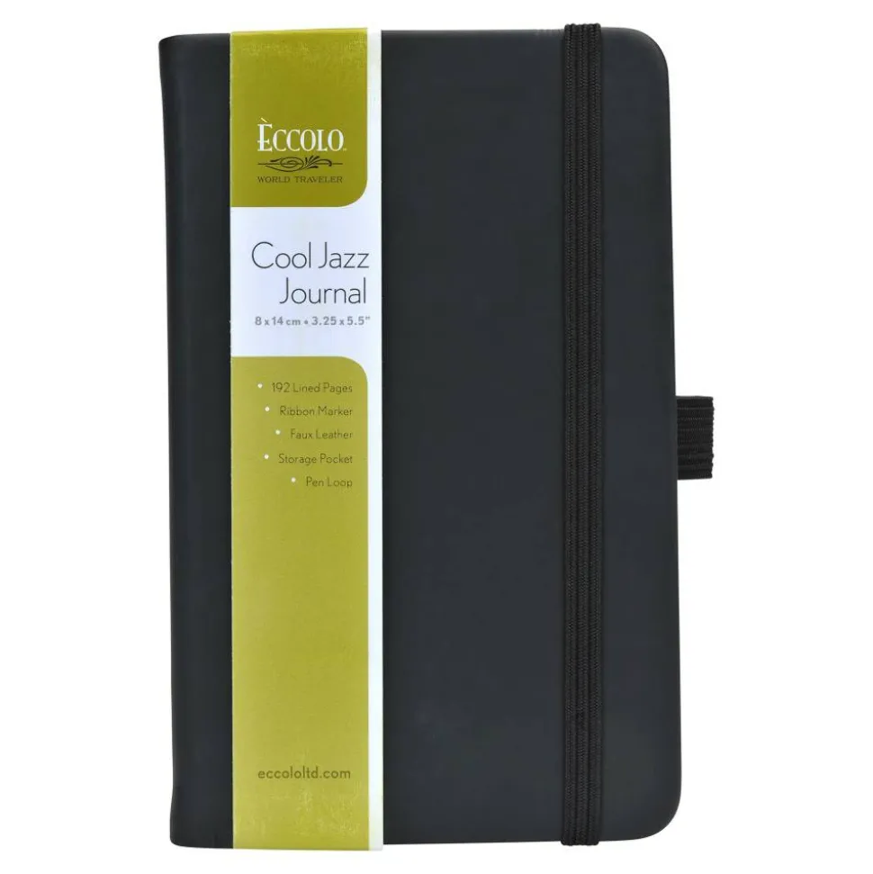 Eccolo Cool Jazz Journal, 3 1/2" x 5 1/2", Ruled, 192 Pages, Black