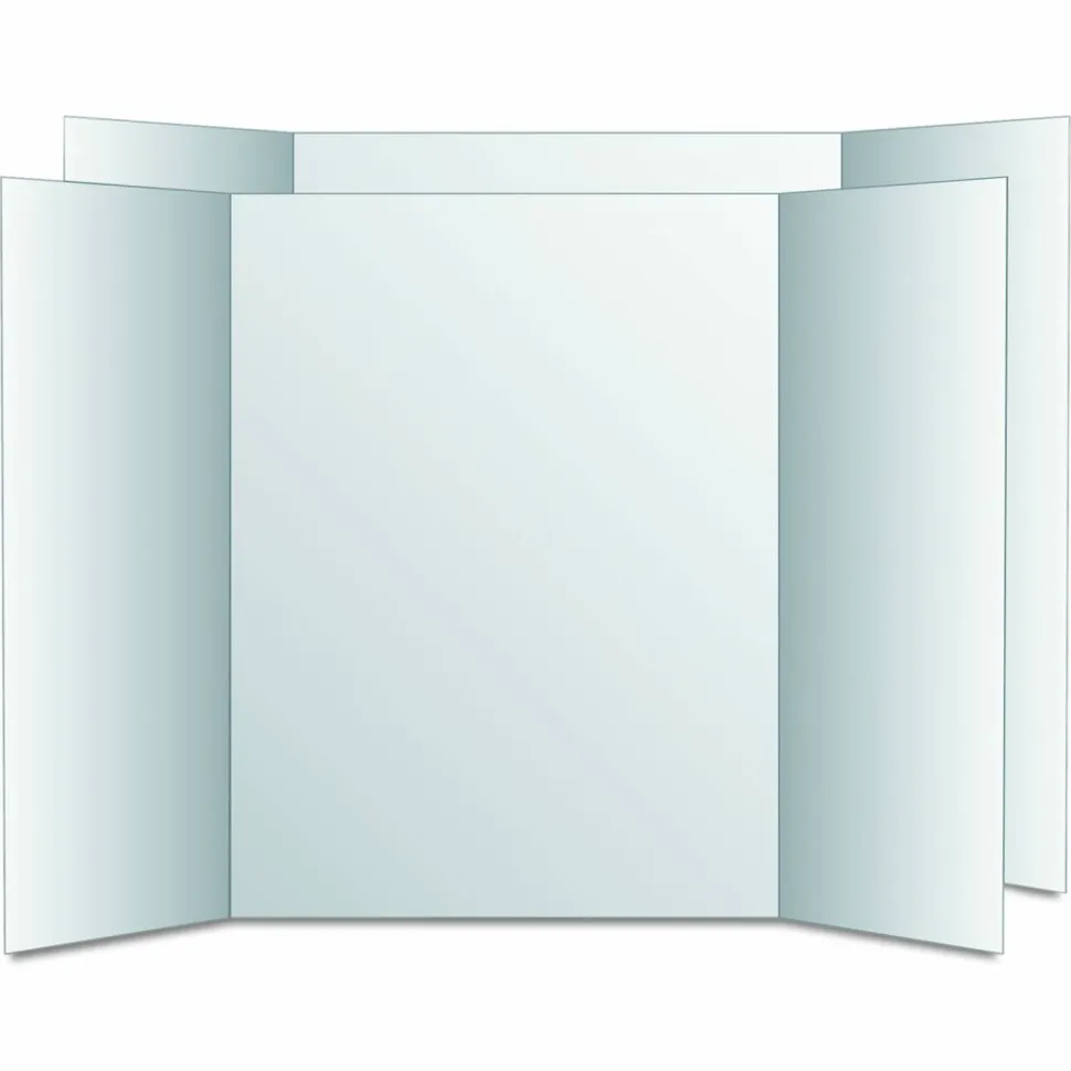 Eco Brites Two Cool Tri-Fold Poster Board, 28 x 40, White/White, 12/Carton