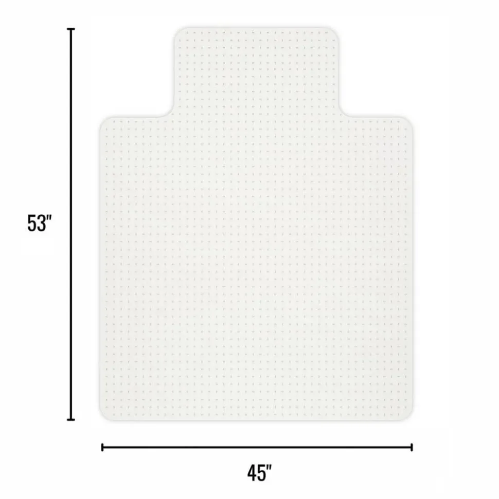 Economy Commercial Pile Chair Mat, Wide Lip, 45" x 53", Clear