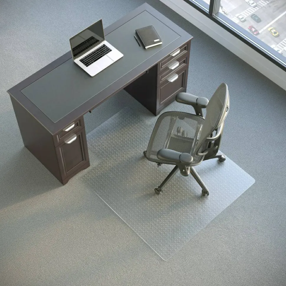 Economy Commercial Pile Chair Mat, Wide Lip, 45" x 53", Clear