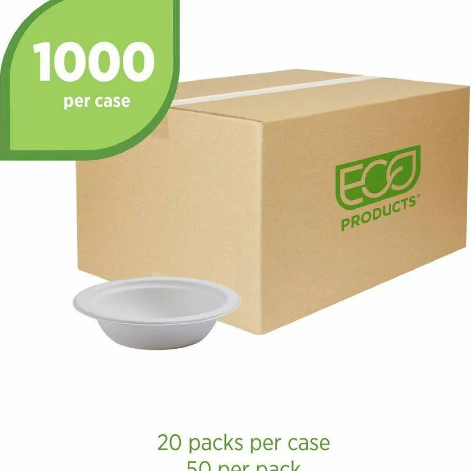 Eco-Products Eco Vanguard Sugarcane Bowls, 12 Oz, Case Of 1000 Bowls