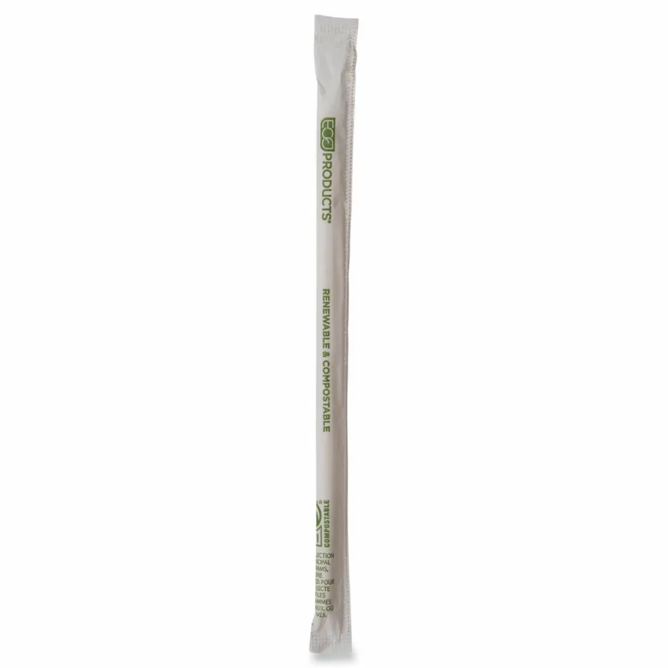 Eco-Products Renewable and PHA Straws, 10.25", Natural White, 1,250/Carton