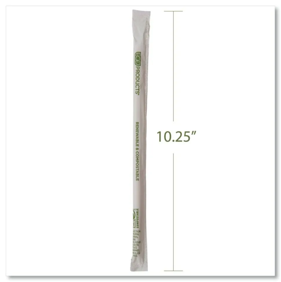 Eco-Products Renewable and PHA Straws, 10.25", Natural White, 1,250/Carton