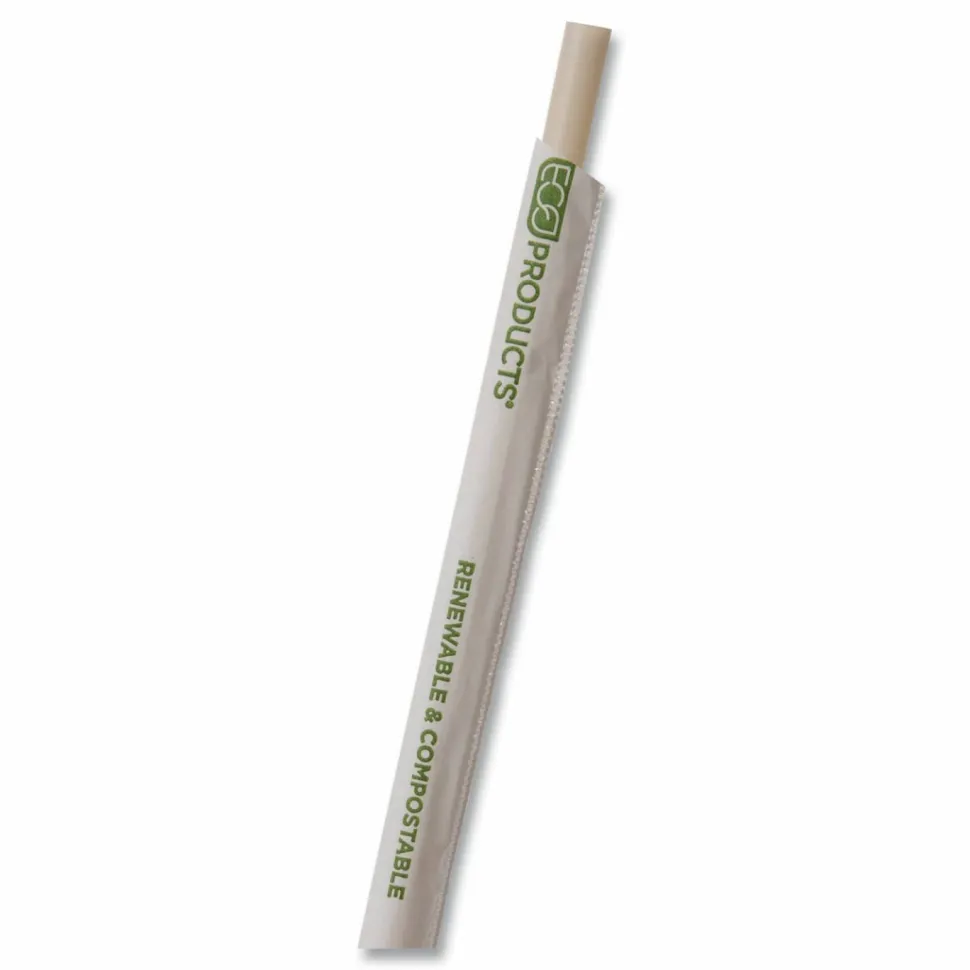 Eco-Products Renewable and PHA Straws, 10.25", Natural White, 1,250/Carton
