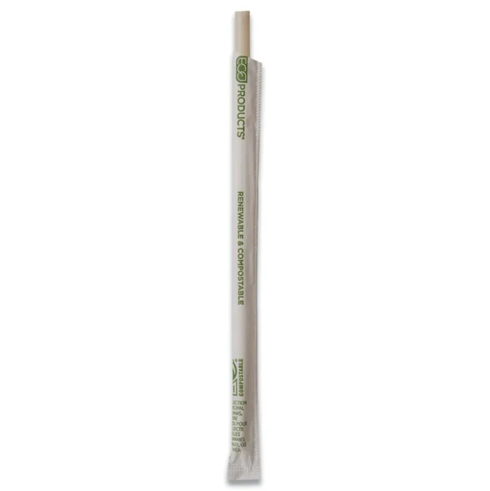 Eco-Products Renewable and PHA Straws, 10.25", Natural White, 1,250/Carton