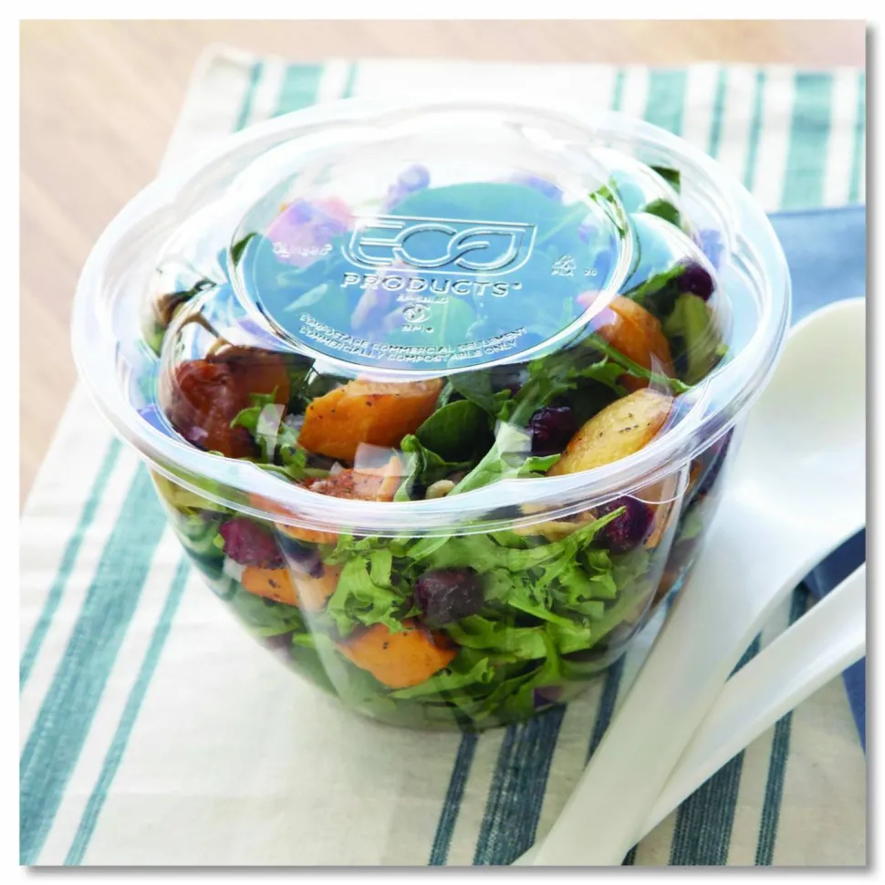 Eco-Products Salad Bowls, 48 oz, 6.69" Diameter x 4.38"h, Clear, Plastic, 300/Carton