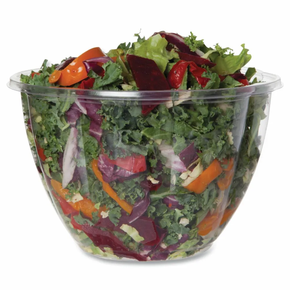 Eco-Products Salad Bowls, 48 oz, 6.69" Diameter x 4.38"h, Clear, Plastic, 300/Carton