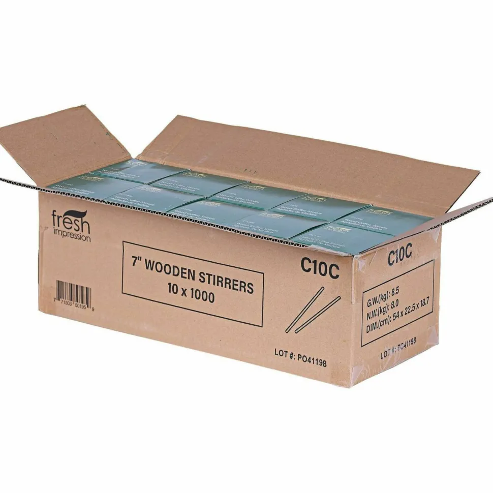 Eco-Products Wooden Stir Sticks, 7", 1,000/Pack, 10 Packs/Carton