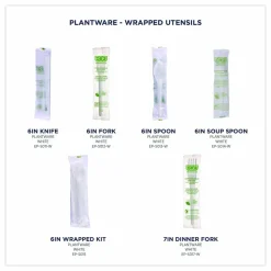 Eco-Products Plantware Cutlery, Fork, Plastic, White, 1,000/Carton