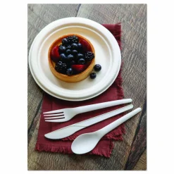 Eco-Products Plantware Cutlery, Fork, Plastic, White, 1,000/Carton