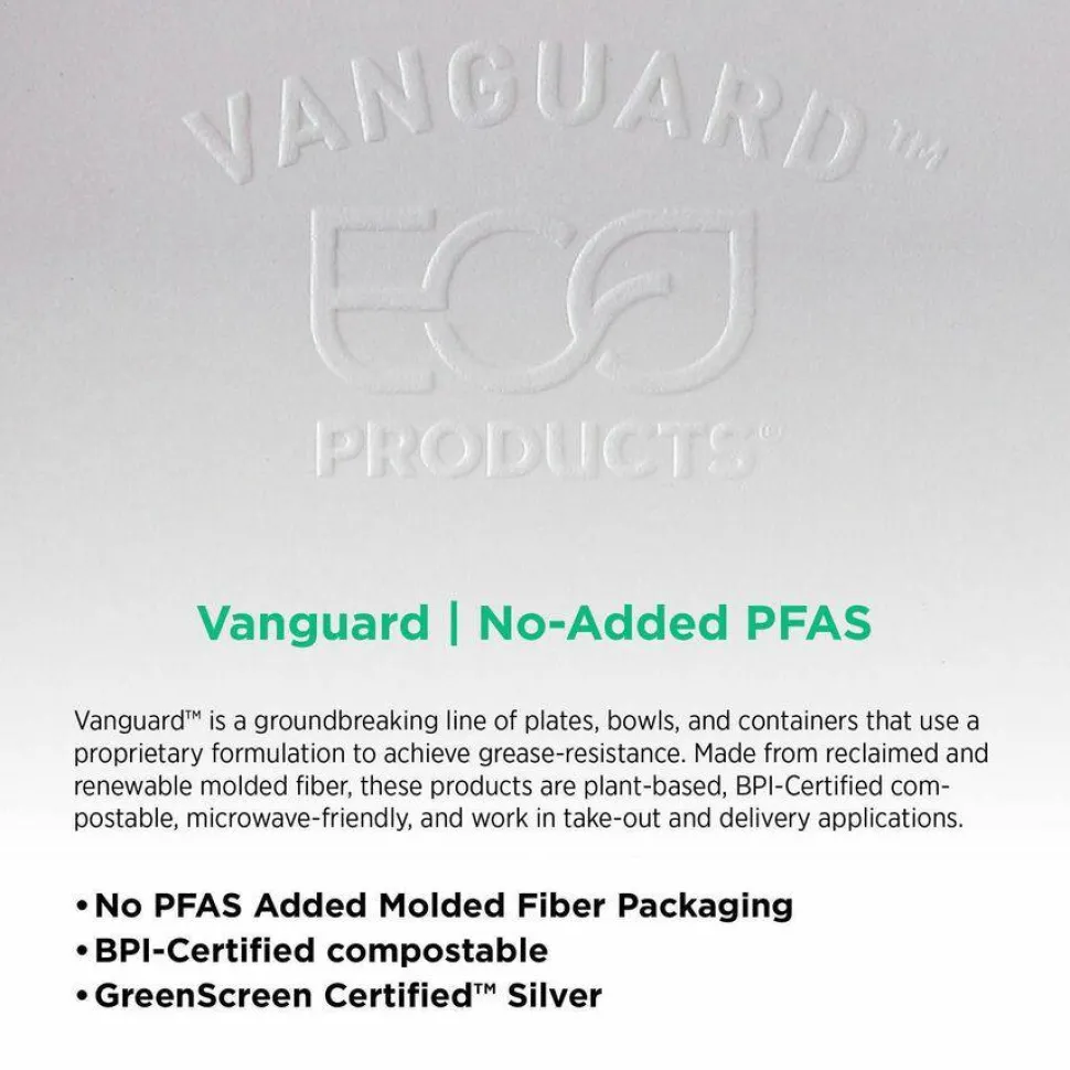 Eco-Products Vanguard Renewable and Sugarcane Plates, 6" dia, White, 1,000/Carton