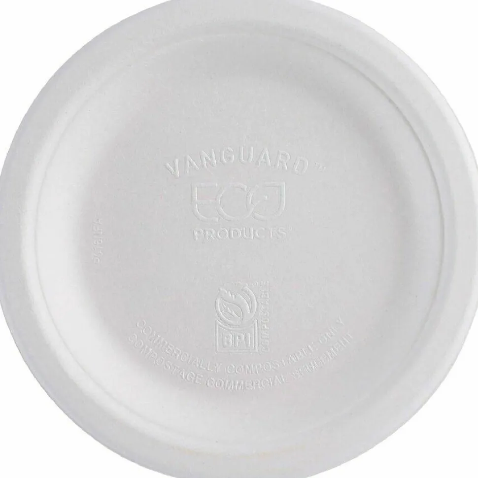 Eco-Products Vanguard Renewable and Sugarcane Plates, 6" dia, White, 1,000/Carton