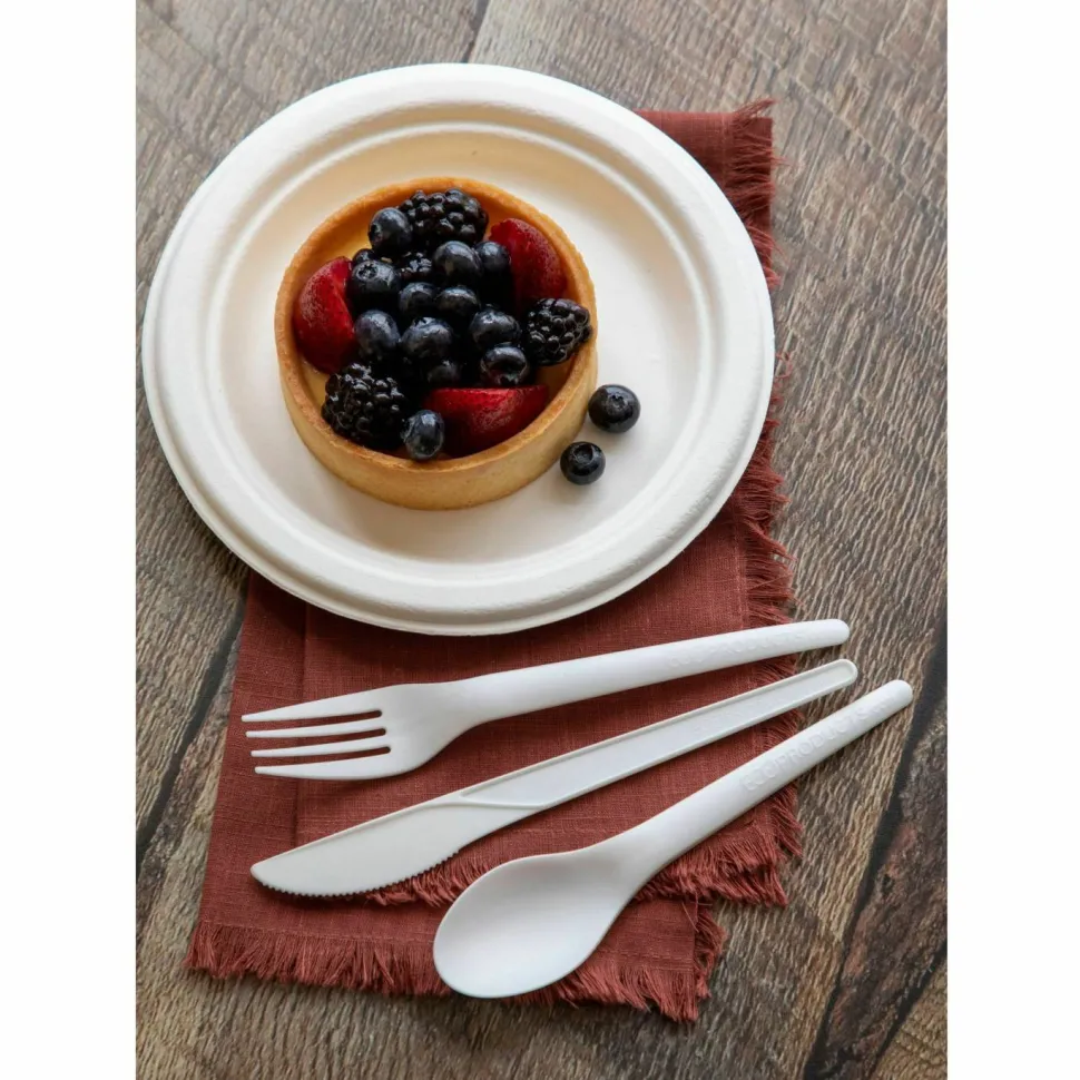 Eco-Products Vanguard Renewable and Sugarcane Plates, 6" dia, White, 1,000/Carton