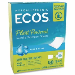 ECOS Liquidless Laundry Detergent Sheets, Free and Clear, 50 Sheets/Box