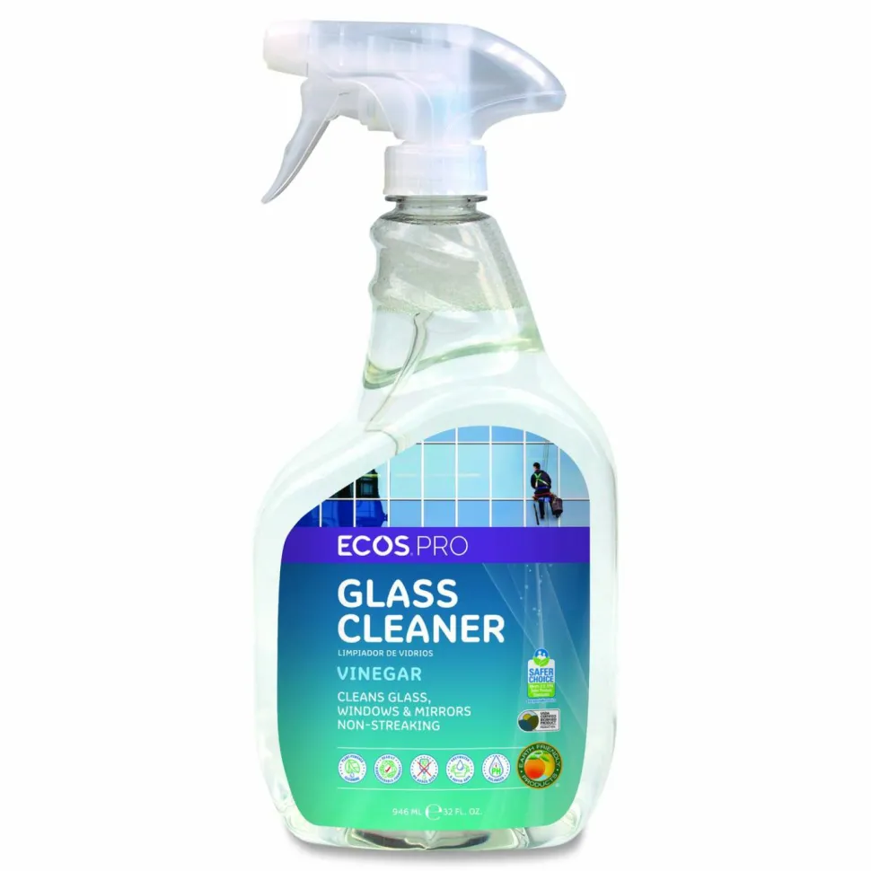 ECOS PRO Glass Cleaner, 32 oz Spray Bottle, 6/Carton