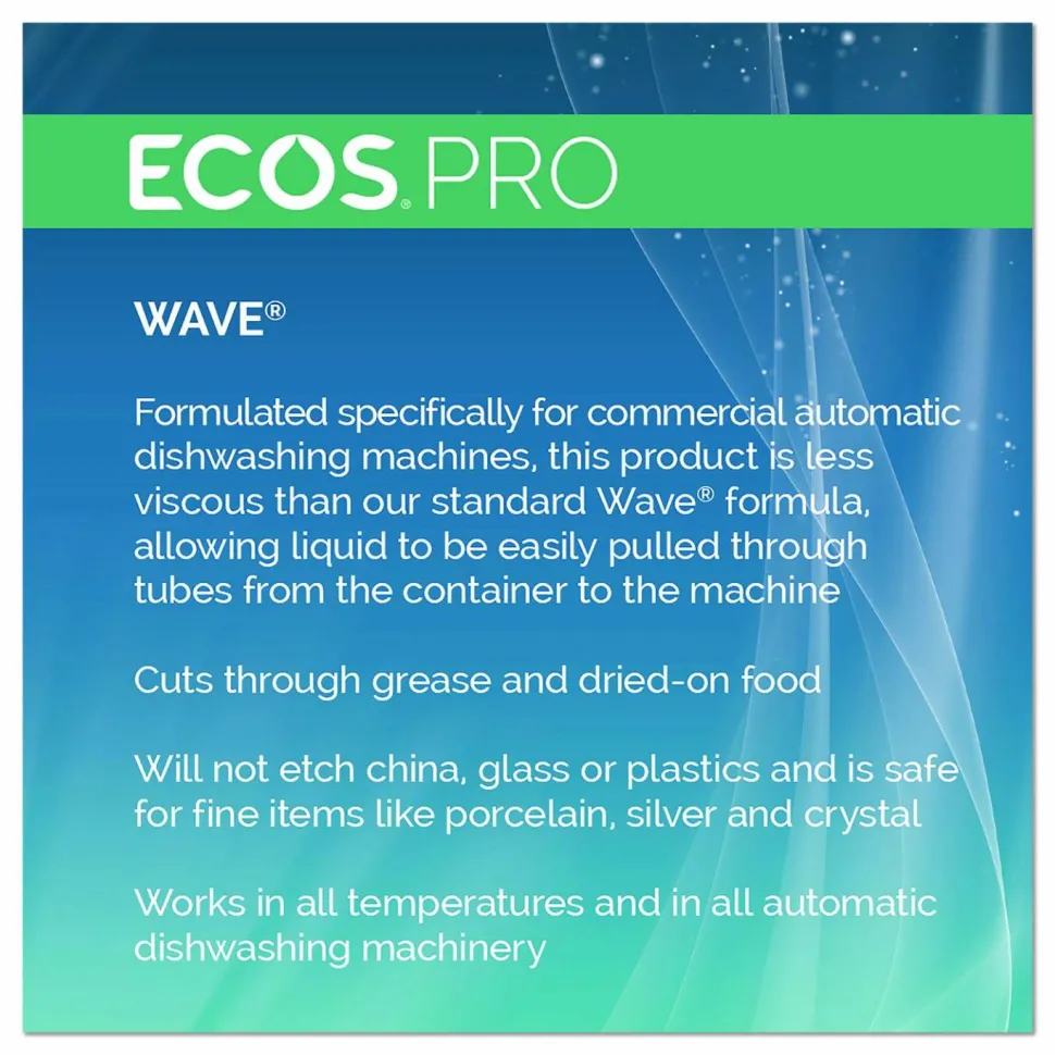 ECOS PRO Wave Commercial Automatic Dishwasher Detergent, Free and Clear, 5 gal Pail
