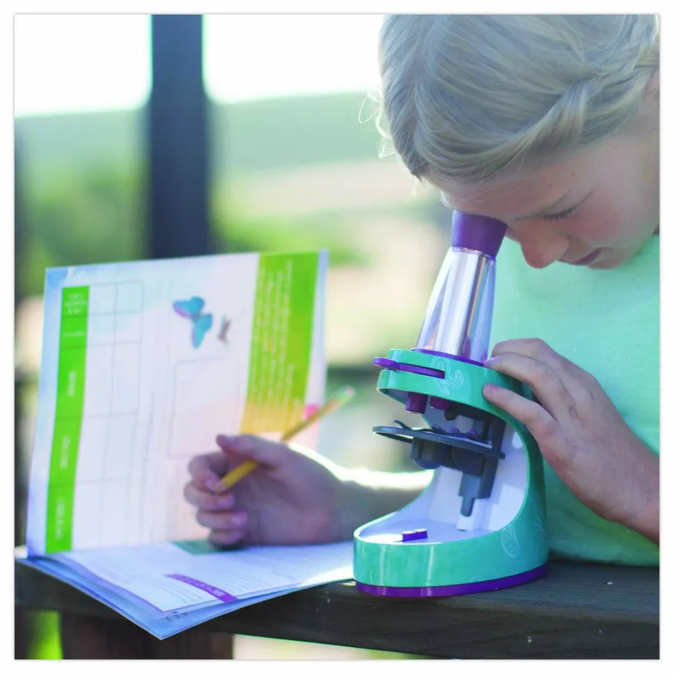 Educational Insights Nancy B's Science Club Microscope and Activity Journal, Ages 8 and Up, 30x to 400x Magnification, 8.7 x 9.2 x 4.3, Blue