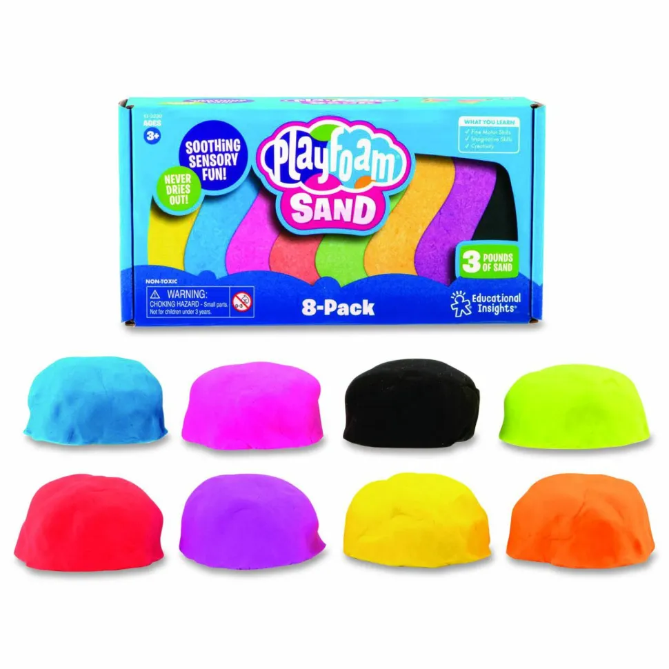 Educational Insights Playfoam Sand, Ages 3 to 12, Eight Assorted Color 6 oz Packs
