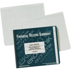 Ekonomik Check Registry, 1-Part, 8 3/4" x 10", 100% Recycled, White, 40 Sheets