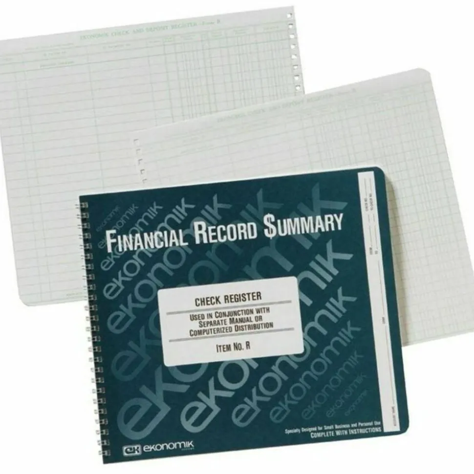 Ekonomik Check Registry, 1-Part, 8 3/4" x 10", 100% Recycled, White, 40 Sheets