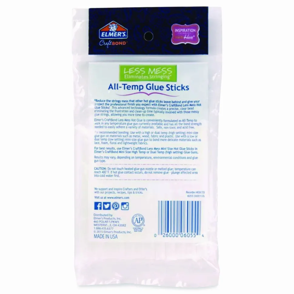 Elmer's CraftBond Mini Hot Glue Sticks, 4", Clear, Pack Of 24
