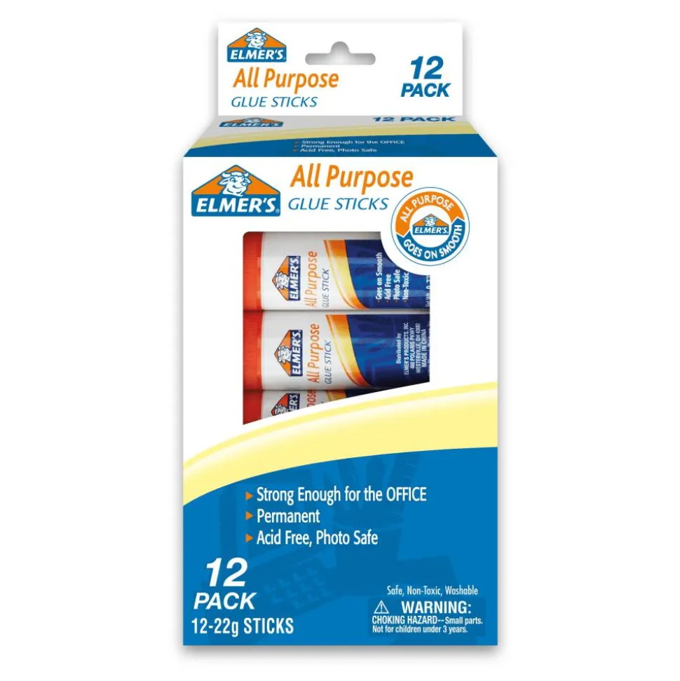 Elmer's Office Strength Glue Sticks, All Purpose, 0.77 Oz, Clear, Pack Of 12