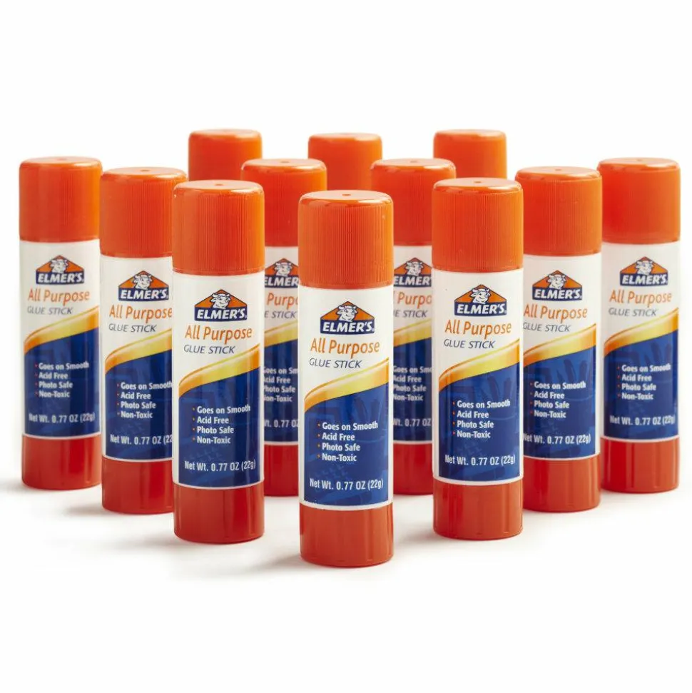 Elmer's Office Strength Glue Sticks, All Purpose, 0.77 Oz, Clear, Pack Of 12