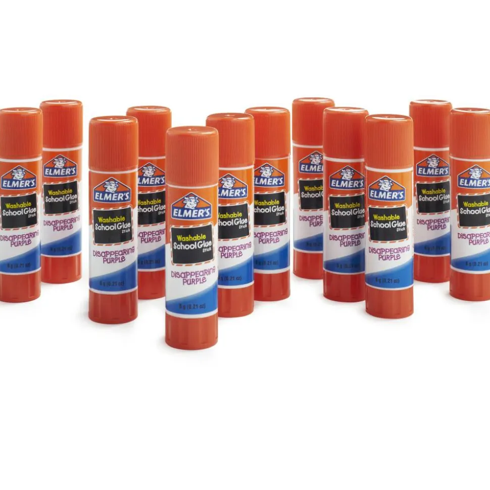 Elmer's Disappearing Glue Sticks, 0.21 Oz, Purple, Pack Of 12