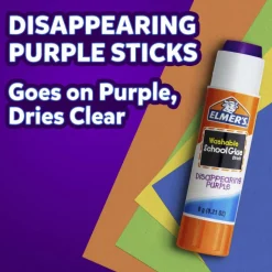 Elmer's Disappearing Glue Sticks, 0.21 Oz, Purple, Pack Of 12