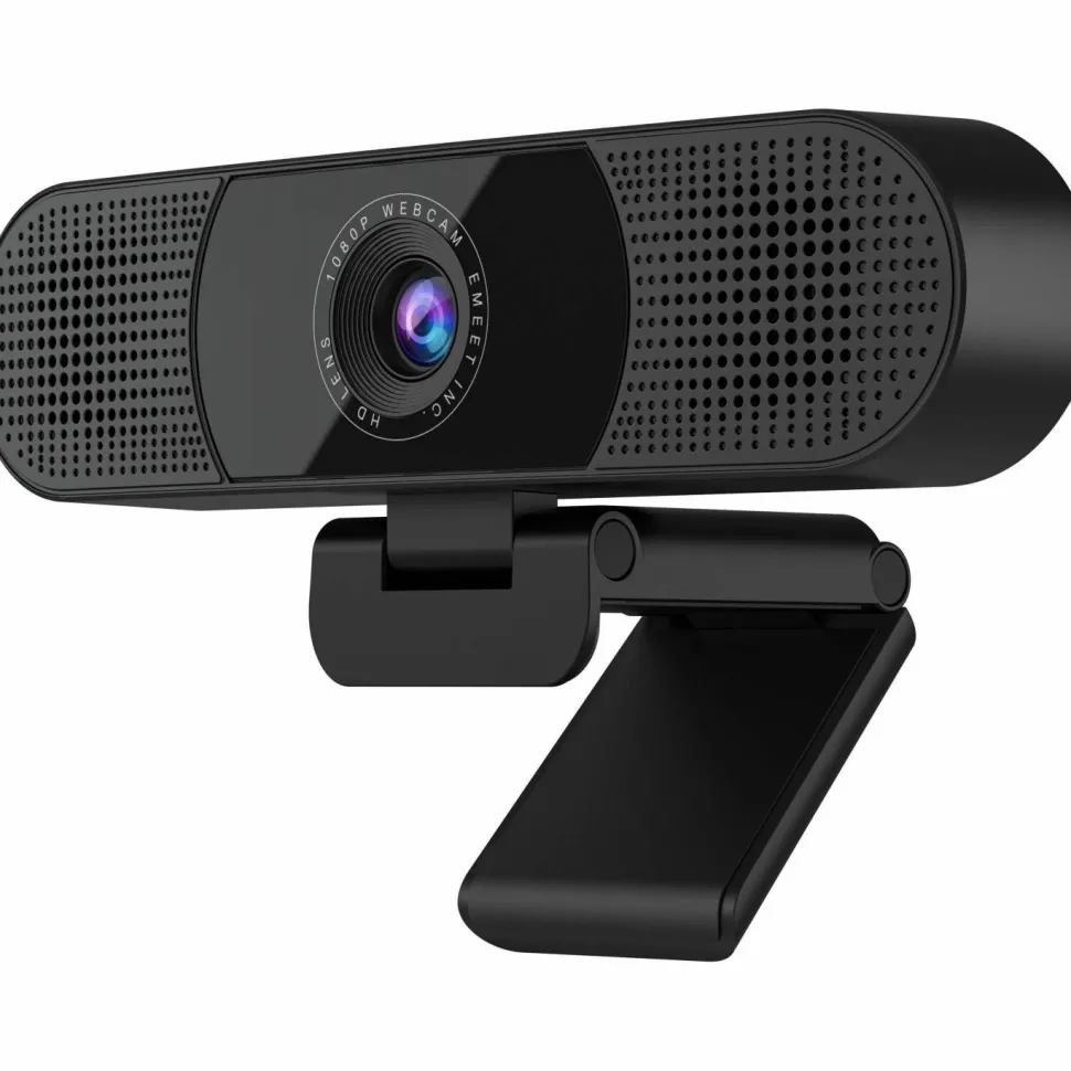 EMEET C980 Pro - Plug & Play 3 in 1 Webcam with 1080P lens, 4 Noise Reduction Mics, two 1w Speaker, and magnetic privacy cover. 60°-98° adjustable Field of View with Auto Low Light Correction for SMB Video Conferencing, Teaching, and Streaming